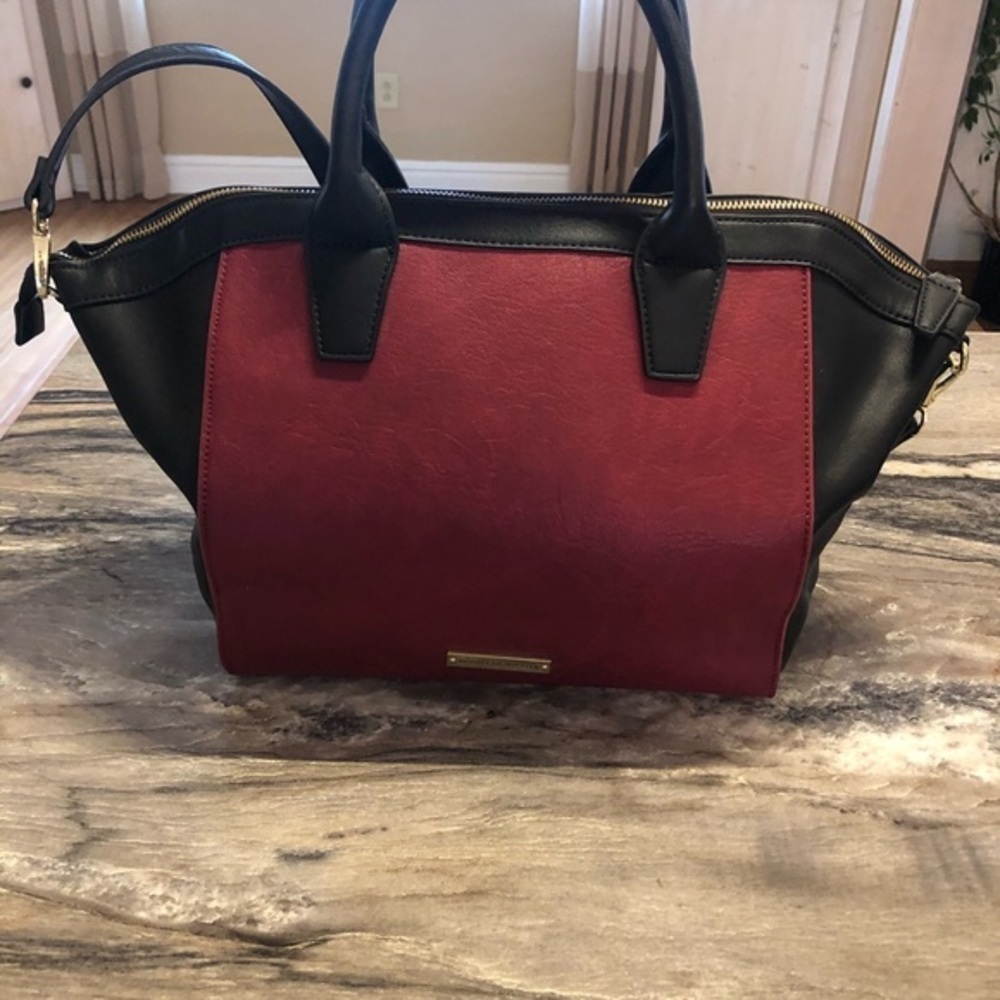 Danielle Nicole Burgundy And Black Leather Bag - image 2